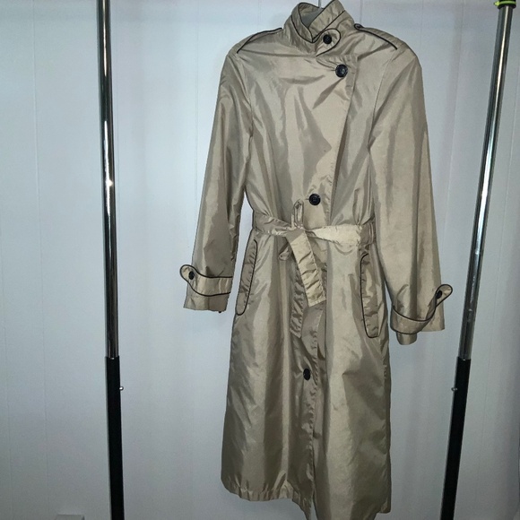 Totes vintage trench coat Sz 8 polar fleece removable lining tie belt pockets - Picture 1 of 8